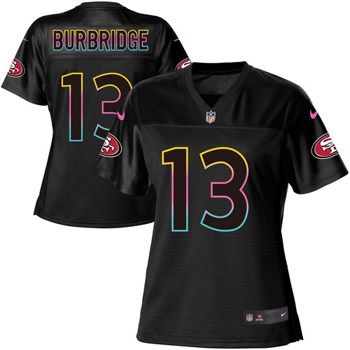 Women's Aaron Burbridge Black Game Football Jersey: San Francisco 49ers #13 Fashion  Jersey