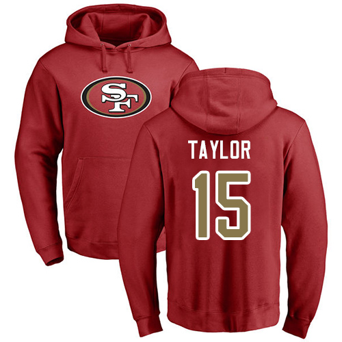 Trent Taylor Red Name & Number Logo Football : San Francisco 49ers #15 Pullover Hoodie