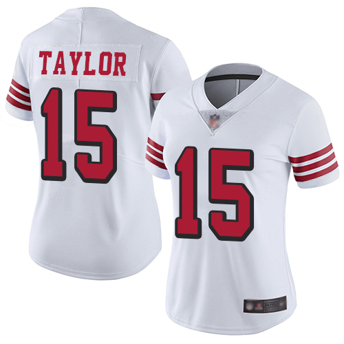 Women's Trent Taylor White Limited Football Jersey: San Francisco 49ers #15 Rush Vapor Untouchable  Jersey