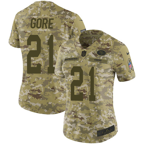 Women's Frank Gore Camo Limited Football Jersey: San Francisco 49ers #21 2018 Salute to Service  Jersey