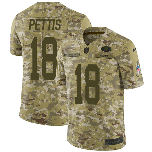 Youth Dante Pettis Camo Limited Football Jersey: San Francisco 49ers #18 2018 Salute to Service  Jersey