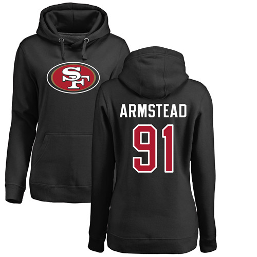 Women's Arik Armstead Black Name & Number Logo Football : San Francisco 49ers #91 Pullover Hoodie