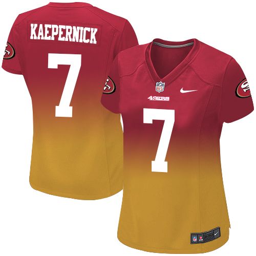 Women's Colin Kaepernick Red/Gold Elite Football Jersey: San Francisco 49ers #7 Fadeaway  Jersey