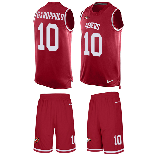 Men's Jimmy Garoppolo Red Limited Football Jersey: San Francisco 49ers #10 Tank Top Suit  Jersey