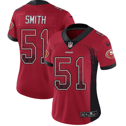 Women's Malcolm Smith Red Limited Football Jersey: San Francisco 49ers #51 Rush Drift Fashion  Jersey
