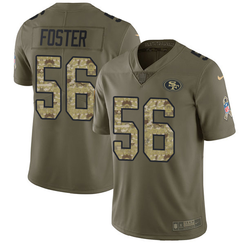 Men's Reuben Foster Olive/Camo Limited NFL Jersey: San Francisco 49ers #56 2017 Salute to Service Nike Jersey