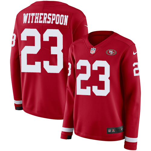 Women's Ahkello Witherspoon Red Limited Football Jersey: San Francisco 49ers #23 Therma Long Sleeve  Jersey