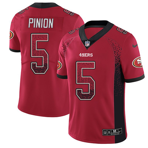 Youth Bradley Pinion Red Limited Football Jersey: San Francisco 49ers #5 Rush Drift Fashion  Jersey