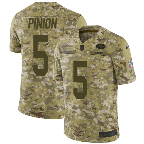 Youth Bradley Pinion Camo Limited Football Jersey: San Francisco 49ers #5 2018 Salute to Service  Jersey