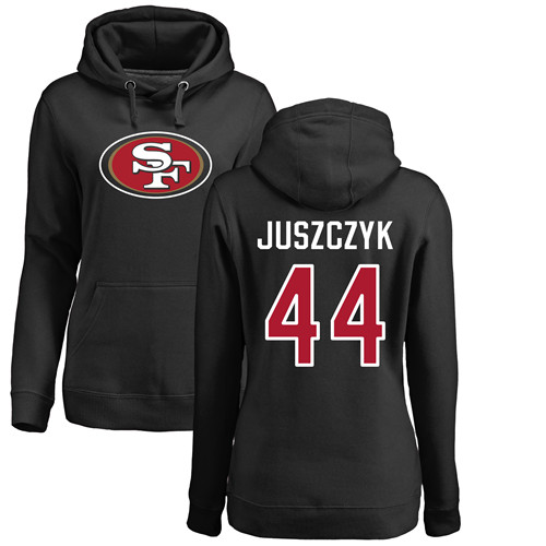 Women's Kyle Juszczyk Black Name & Number Logo Football : San Francisco 49ers #44 Pullover Hoodie