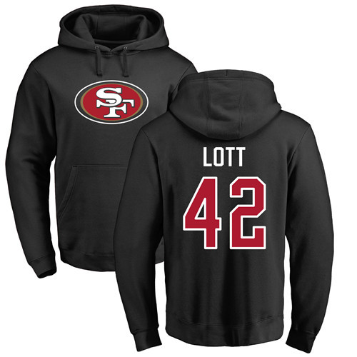 Ronnie Lott Black Name & Number Logo Football : San Francisco 49ers #42 Pullover Hoodie