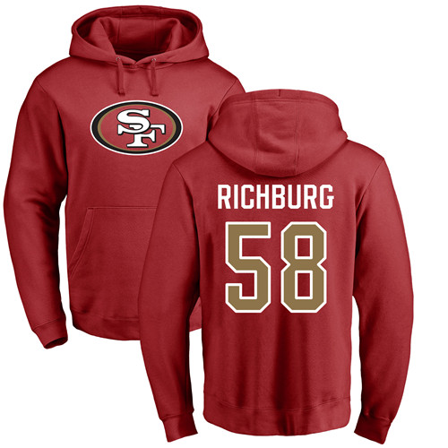 Weston Richburg Red Name & Number Logo Football : San Francisco 49ers #58 Pullover Hoodie