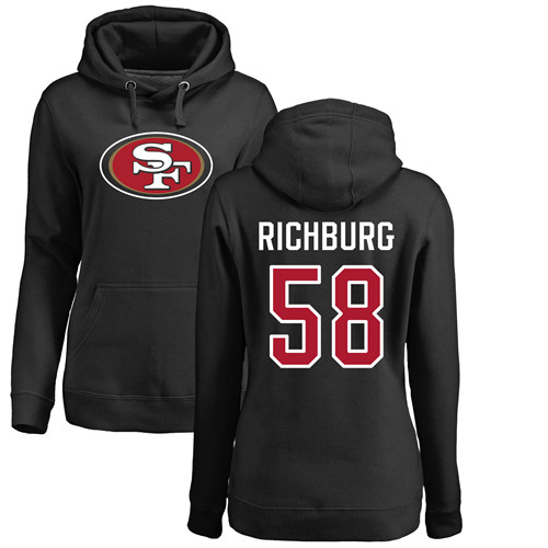 Women's Weston Richburg Black Name & Number Logo Football : San Francisco 49ers #58 Pullover Hoodie