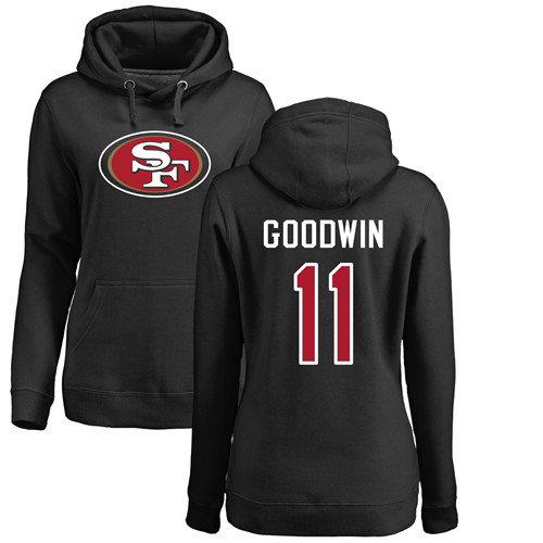 Women's Marquise Goodwin Black Name & Number Logo Football : San Francisco 49ers #11 Pullover Hoodie
