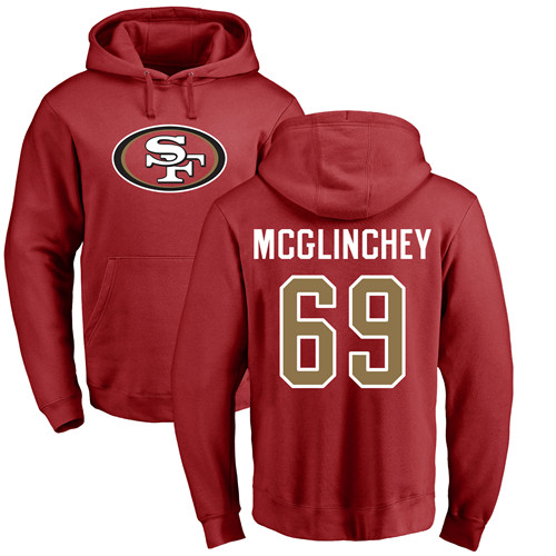 Mike McGlinchey Red Name & Number Logo Football : San Francisco 49ers #69 Pullover Hoodie