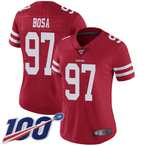 Women's Nick Bosa Red Home Limited Football Jersey: San Francisco 49ers #97 100th Season Vapor Untouchable  Jersey