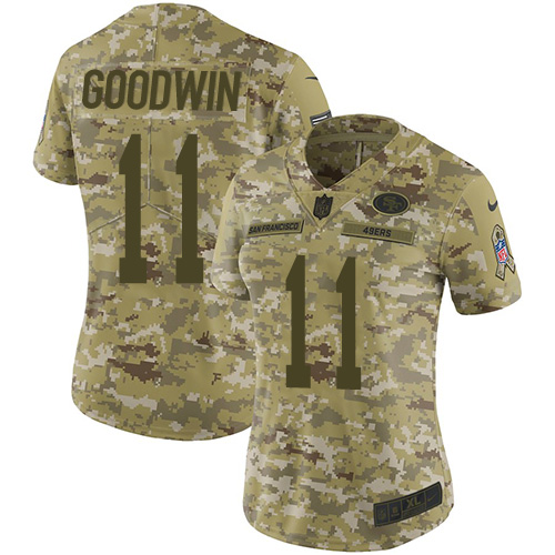 Women's Marquise Goodwin Camo Limited Football Jersey: San Francisco 49ers #11 2018 Salute to Service  Jersey