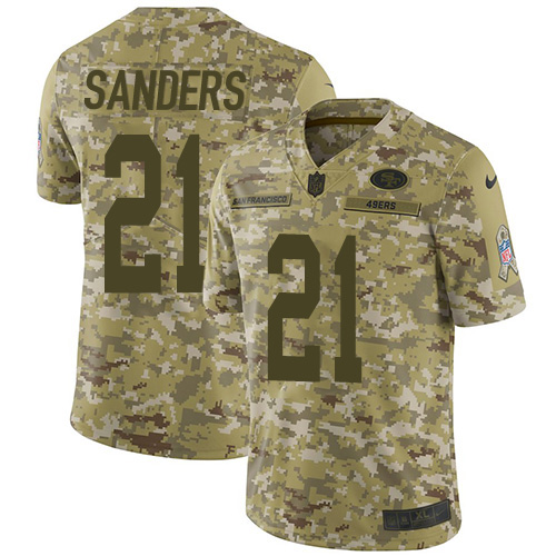 Men's Deion Sanders Camo Limited Football Jersey: San Francisco 49ers #21 2018 Salute to Service  Jersey