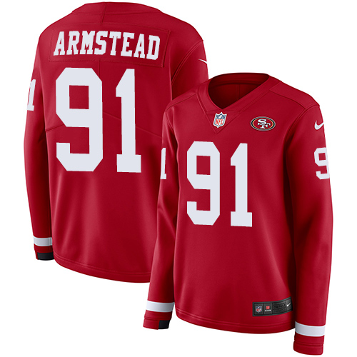 Women's Arik Armstead Red Limited Football Jersey: San Francisco 49ers #91 Therma Long Sleeve  Jersey