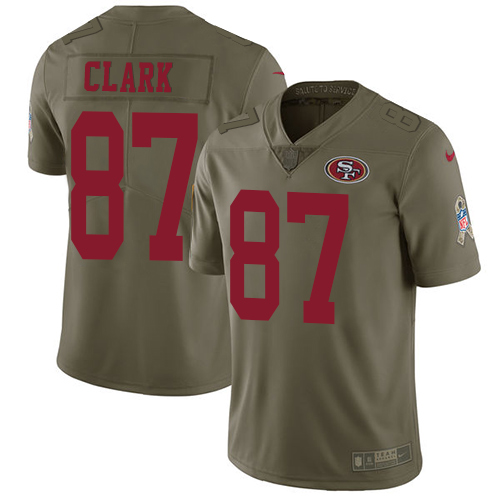 Men's Dwight Clark Olive Limited Football Jersey: San Francisco 49ers #87 2017 Salute to Service  Jersey