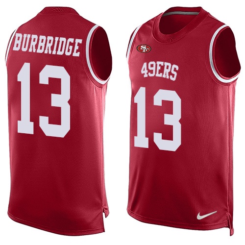 Men's Aaron Burbridge Red Limited Football Jersey: San Francisco 49ers #13 Player Name & Number Tank Top  Jersey