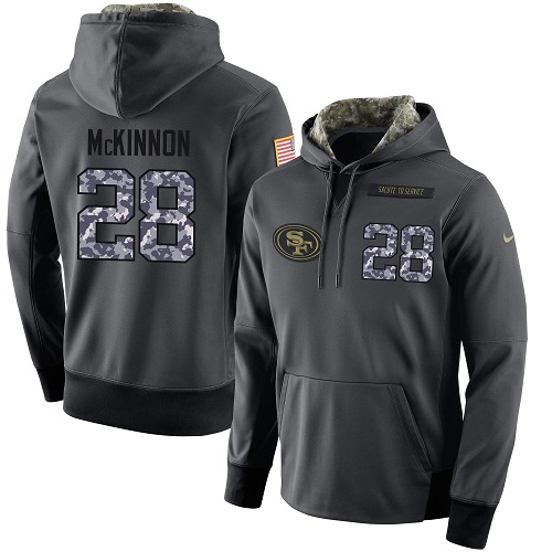 Football Men's  San Francisco 49ers #28 Jerick McKinnon Stitched Black Anthracite Salute to Service Player Performance Hoodie