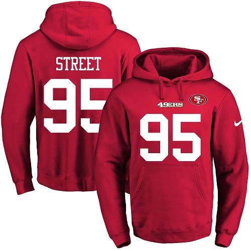 Football Men's  San Francisco 49ers #95 Kentavius Street Red Name & Number Pullover Hoodie