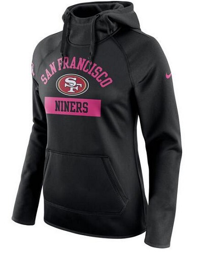 Football San Francisco 49ers  Women's Breast Cancer Awareness Circuit Performance Pullover Hoodie - Black
