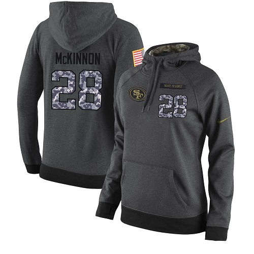 Football Women's  San Francisco 49ers #28 Jerick McKinnon Stitched Black Anthracite Salute to Service Player Performance Hoodie