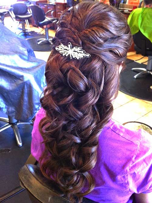 Half Up Half Down Curly Wedding Long Hairstyle