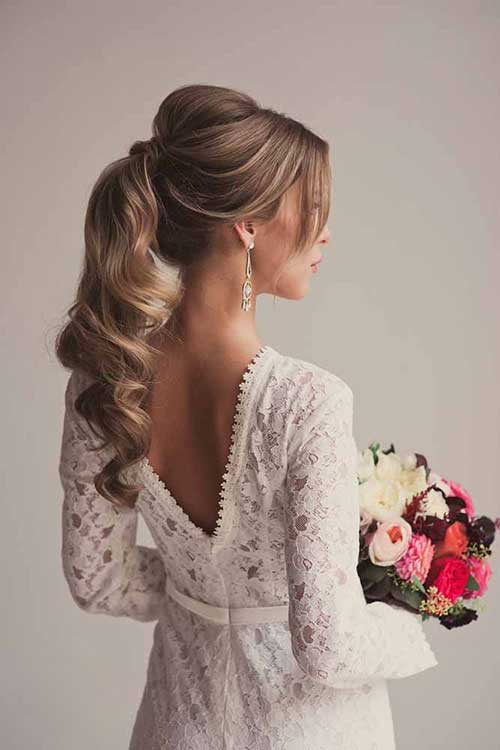 Ponytail Wedding Wavy Hairstyle for Long Hair