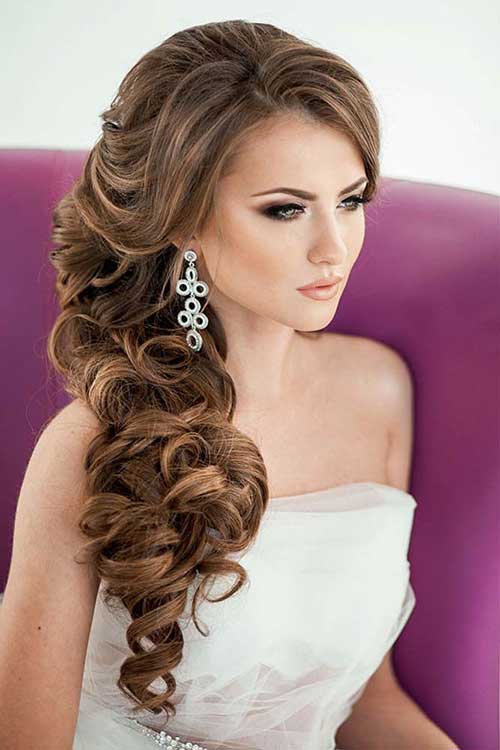 Wedding One Side Curly Hair Style