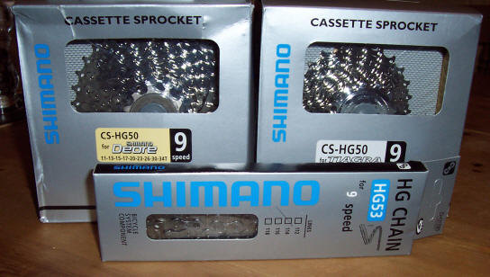 Shimano HG 50 cassettes and HG53 chain