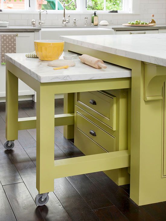 11. A Roll-out Table Drawer For All the Counter Work.
