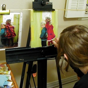 students painting Amanda Lee Jones Art Classes