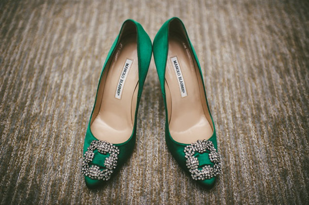 monolo emerald green jeweled heels vancouver wedding