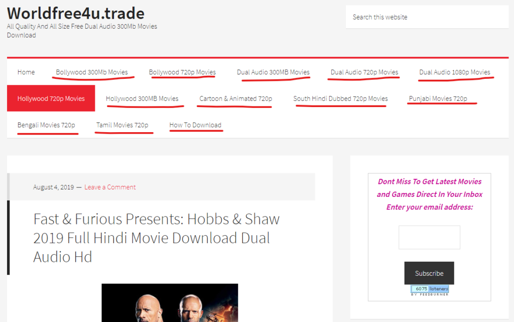Worldfree4u.trade home page