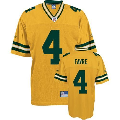 Men's Brett Favre Yellow Authentic Football Jersey: Green Bay Packers #4 Throwback  Jersey