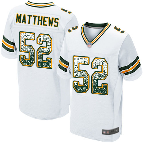 Men's Clay Matthews White Road Elite Football Jersey: Green Bay Packers #52 Drift Fashion  Jersey