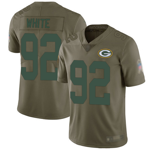 Men's Reggie White Olive Limited Football Jersey: Green Bay Packers #92 2017 Salute to Service  Jersey