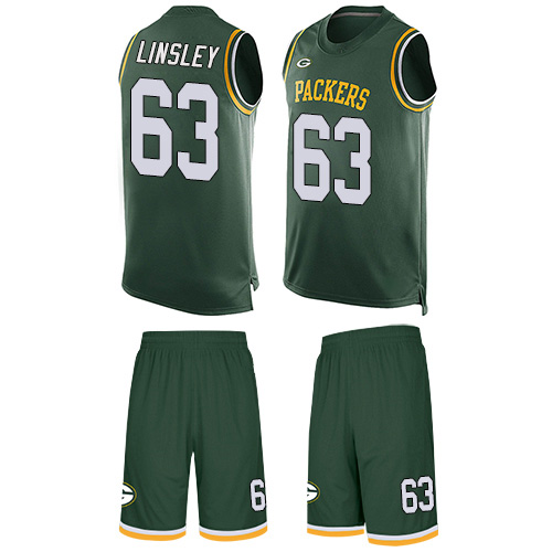 Men's Corey Linsley Green Limited Football Jersey: Green Bay Packers #63 Tank Top Suit  Jersey