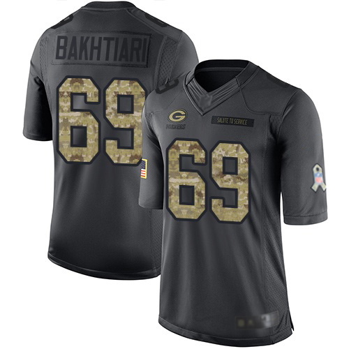 Youth David Bakhtiari Black Limited Football Jersey: Green Bay Packers #69 2016 Salute to Service  Jersey