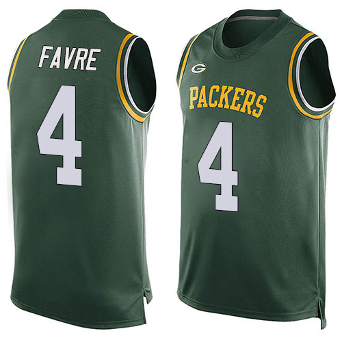 Men's Brett Favre Green Limited Football Jersey: Green Bay Packers #4 Player Name & Number Tank Top  Jersey