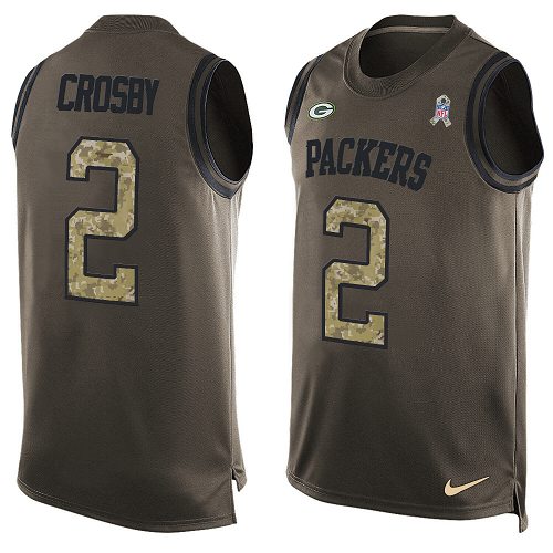 Men's Mason Crosby Green Limited Football Jersey: Green Bay Packers #2 Salute to Service Tank Top  Jersey