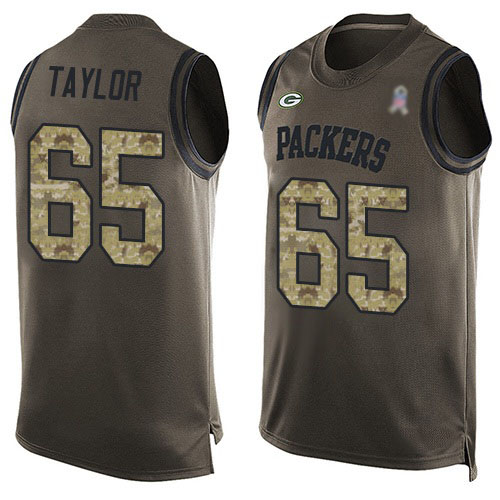 Men's Lane Taylor Green Limited Football Jersey: Green Bay Packers #65 Salute to Service Tank Top  Jersey