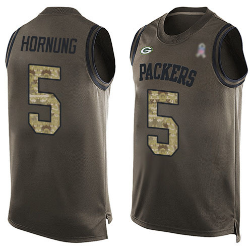 Men's Paul Hornung Green Limited Football Jersey: Green Bay Packers #5 Salute to Service Tank Top  Jersey