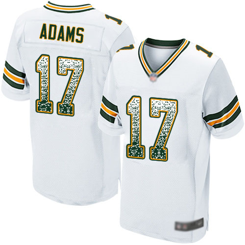 Men's Davante Adams White Road Elite Football Jersey: Green Bay Packers #17 Drift Fashion  Jersey