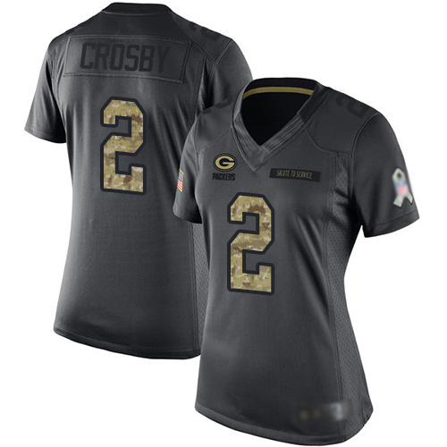 Women's Mason Crosby Black Limited Football Jersey: Green Bay Packers #2 2016 Salute to Service  Jersey
