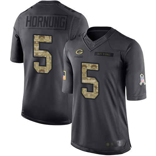 Youth Paul Hornung Black Limited Football Jersey: Green Bay Packers #5 2016 Salute to Service  Jersey