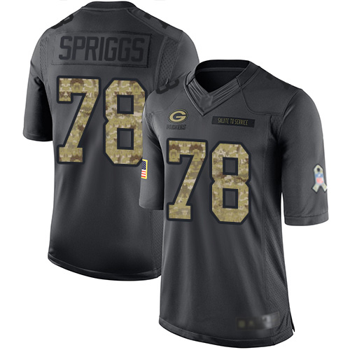 Men's Jason Spriggs Black Limited Football Jersey: Green Bay Packers #78 2016 Salute to Service  Jersey